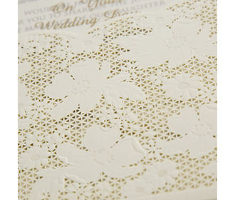 Designer laser cut wedding card with a flower mesh pattern
